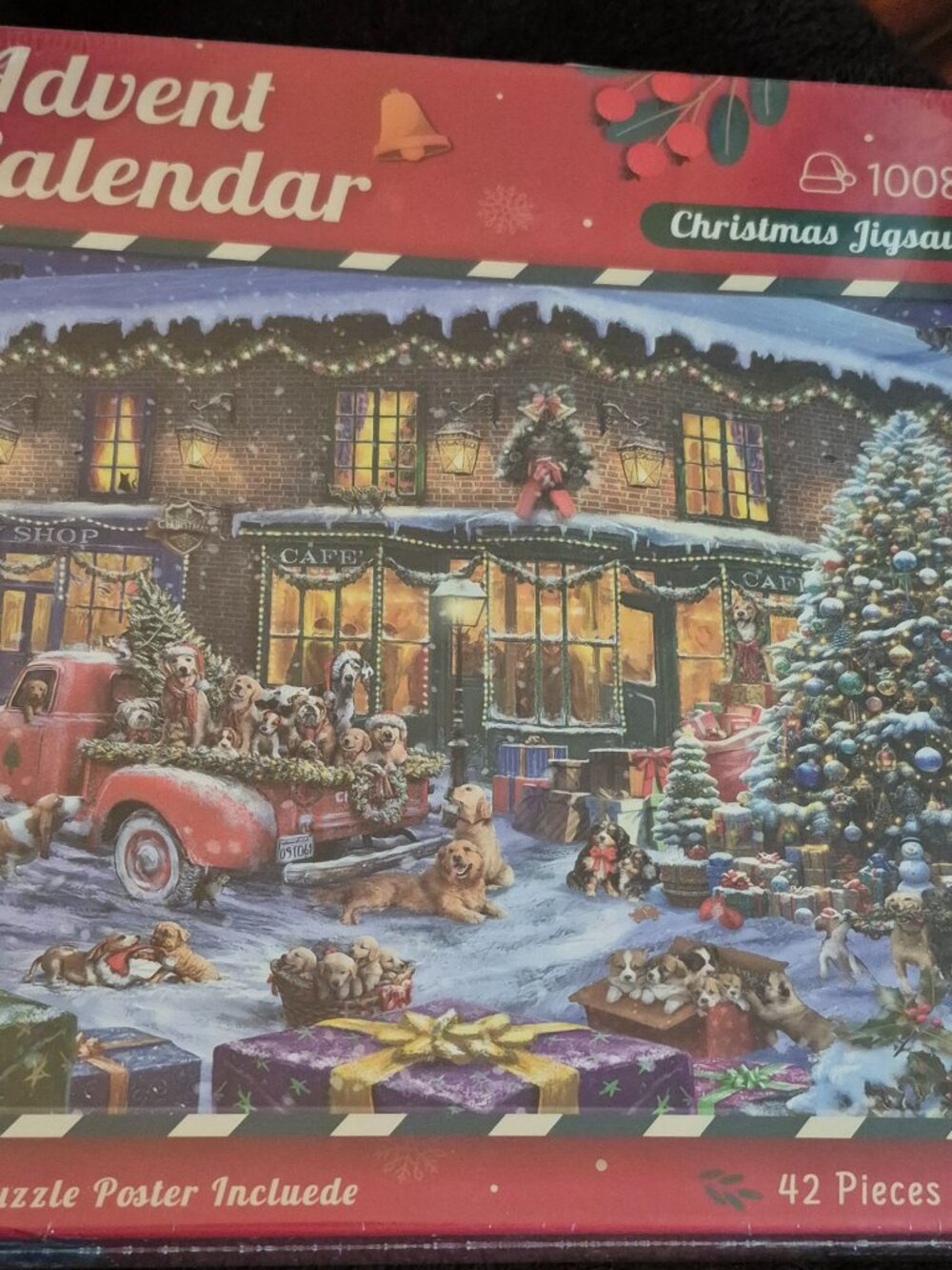 1008-Piece Christmas Dog Jigsaw Puzzle Advent Calendar 27.5" x 19.7" Festive NIB